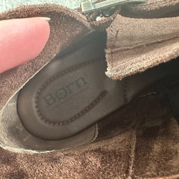 Born Kati Brown Leather Burnished Boots Booties Women's 8.5 Moto Western - Picture 5 of 7